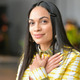 Rosario Dawson at a New York Fashion Week event, February 2019